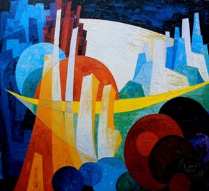 Frits Vogel - zeefdruk: geometrische compositie kopen? Bied vanaf 40!