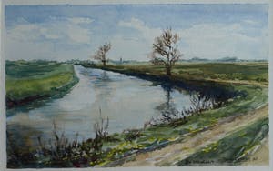 Niet of onleesbaar gesigneerd - Ingelijste aquarel, “Boterdiep, Groningen” – gesigneerd - 1998 kopen? Bied vanaf 1!