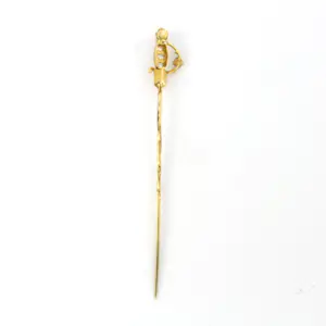 14k geel gouden pin met parel, smaragd en diamant kopen? Bied vanaf 65!