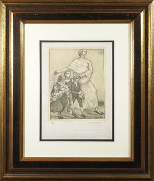 Anto Carte - Litho, Enfants aux fleurs - Ingelijst kopen? Bied vanaf 1!