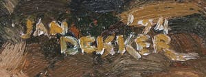 Jan Dekker - Olieverf op Hardboard, Avondrood Duinen, Ingelijst kopen? Bied vanaf 1!