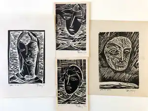 Herman Bieling - Portret en drie maskers (4x houtsnede) verkocht voor € 45!