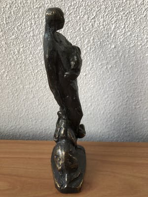 Brons (Onbekend) - Beeld van een man met konijn op zijn arm en hond en kat naast hem. kopen? Bied vanaf 65!