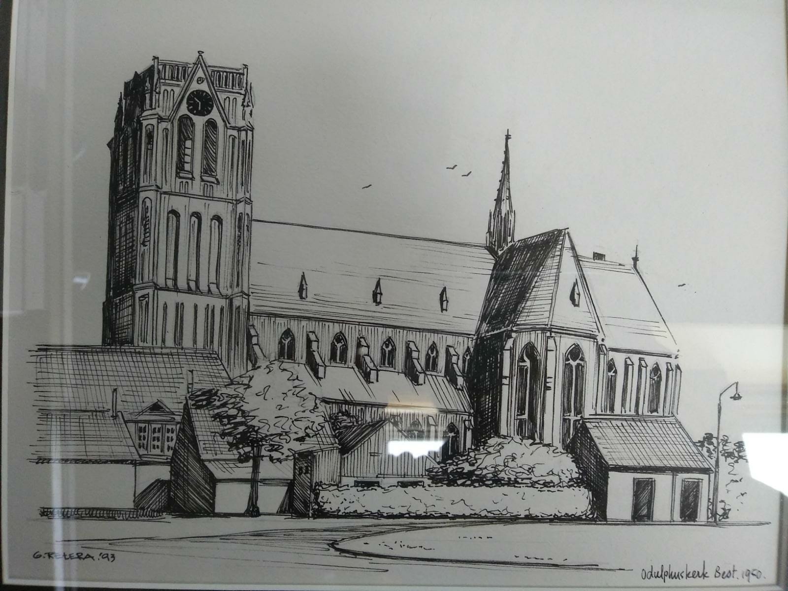 Niet of onleesbaar gesigneerd - G. retera- Odulphus kerk Best kopen? Bied vanaf 1!