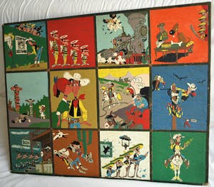 Curiosa - 12 Uit linoleum gesneden covers Lucky Luke – Groot – jaren ‘70 kopen? Bied vanaf 1!