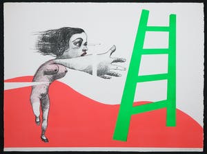 Aat Verhoog - Litho, Problemen met een ladder kopen? Bied vanaf 20!