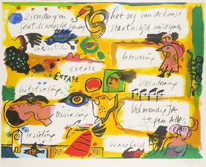 Corneille - Zeefdruk, Het oog van de kunst staat altijd wijd open - Ingelijst (Groot) kopen? Bied vanaf 200!