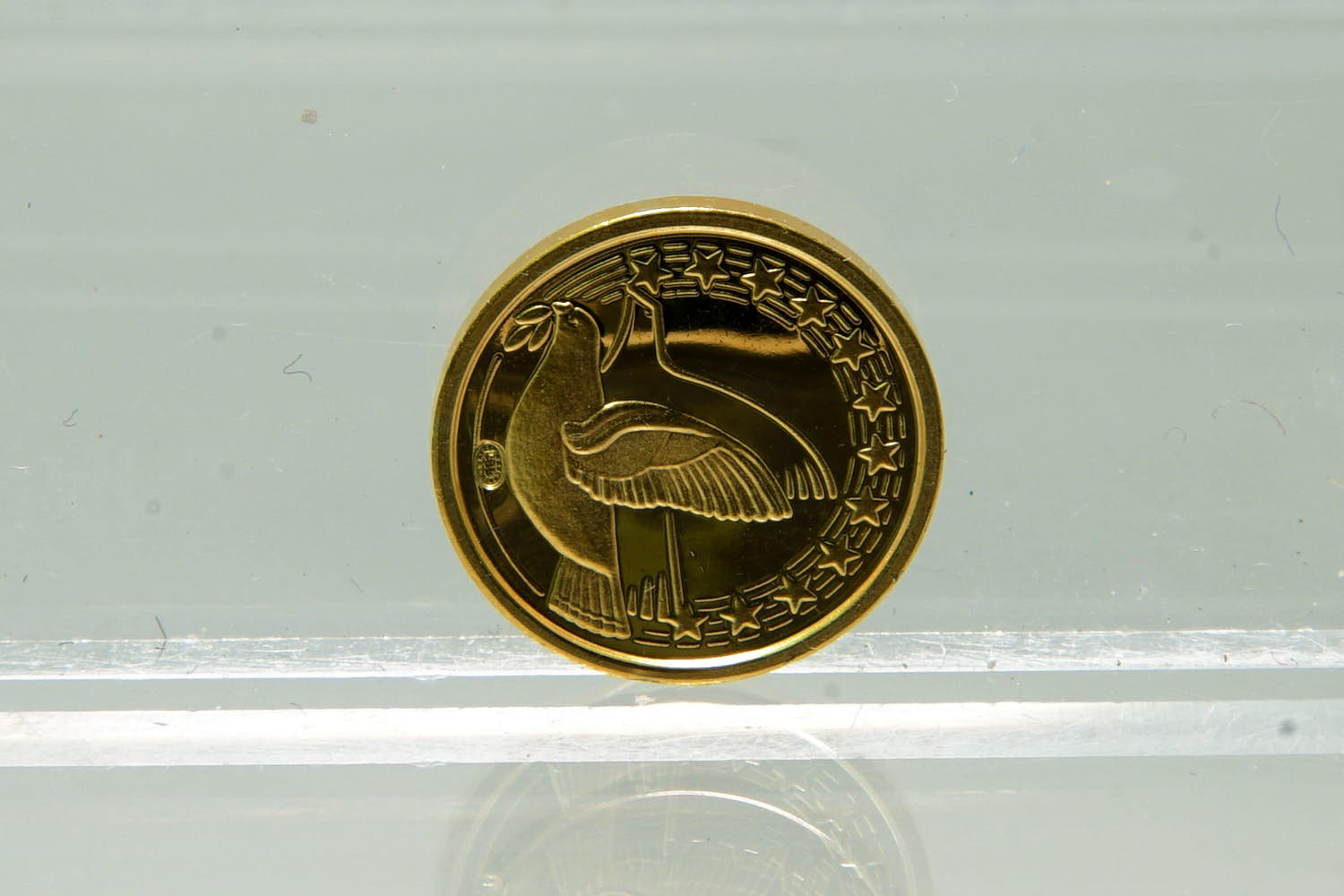 88 - Duitsland 14 Krt gouden Europa 1999 penning - 2 vliegende duiven kopen? Bied vanaf 50!