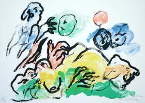 Jan Sierhuis - Moeder en spelend kind - Kleurrijk abstract werk - Kleine oplage - Nieuwstraat! verkocht voor € 49!