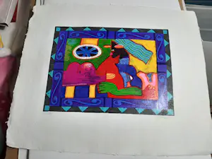 Clemens Briels - Zeefdruk op geschept papier, Mujer pelo azul kopen? Bied vanaf 40!