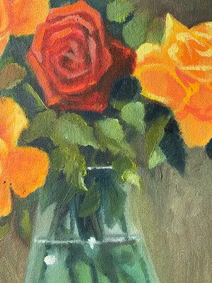 Niet of onleesbaar gesigneerd - vaas met rozen kopen? Bied vanaf 1!