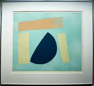 Wil Klaassen - Ingelijste zeefdruk , Abstracte voorstelling – Lijst, 78 x 87 cm vendu pour 80€ !