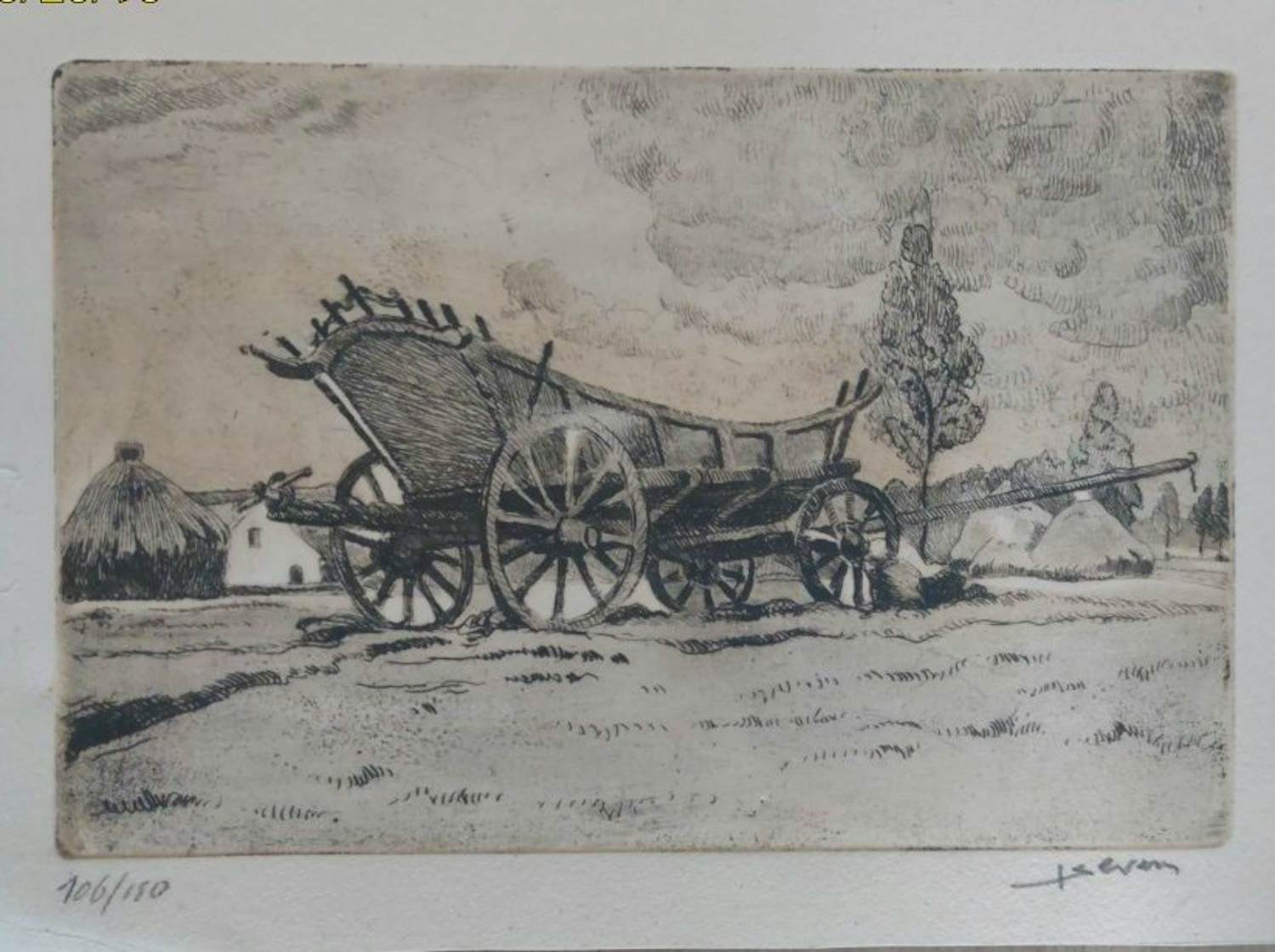 Juliaan Severin - ets Landschap met kar 106/150 kaufen? Bieten Sie von 39!