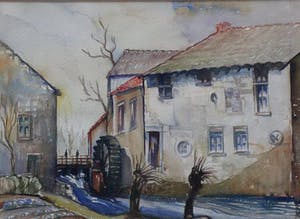 Jacques Mels - Ingelijste aquarel: boerderij langs beek in Limburg kopen? Bied vanaf 45!