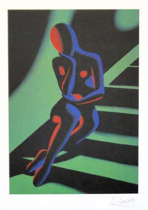 Mark Kostabi - Stairway, grün verkocht voor € 50!