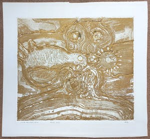 Jan Michielsen - Rode uil, ets met reliëf kopen? Bied vanaf 50!