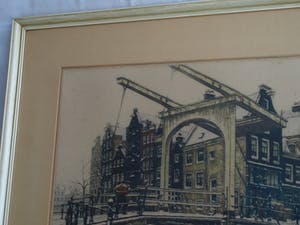 Cornelis Brandenburg - Ets, Groenburgwal Amsterdam in de winter – in originele lijst - groot kopen? Bied vanaf 100!
