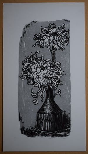 Hans van Dokkum - Vaas met Chrysanten - grijs kopen? Bied vanaf 75!