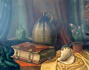 Tijmen Moll - 1890-1975 Stilleven met schelp en een boek, Olieverf op doek kopen? Bied vanaf 50!