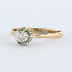 18k bicolor gouden ring met bolsjewiek geslepen diamant 0.20 ct - rm 17.25 kopen? Bied vanaf 200!