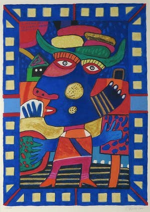 Clemens Briels - Zeefdruk, Il Verdulero le sobran banana iberengena - Ingelijst kopen? Bied vanaf 50!