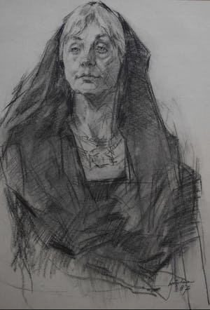 Joop Liesker - Dame met hoofddoek kopen? Bied vanaf 80!