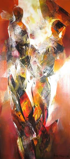 Peter Meijer - Acryl op doek, Together again (Zeer Groot) verkocht voor € 500!