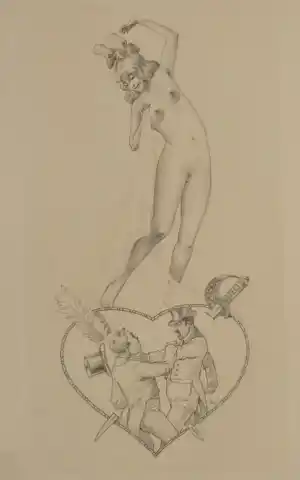 Franz Kuna - Wien, Kampf um die Gunst, erotische Zeichnung, 1920er Jahre kaufen? Bieten Sie von 90!