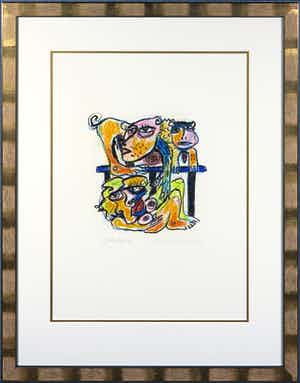 Henk Vierveijzer - Pastelkrijt, Apekooi - Ingelijst verkocht voor € 50!