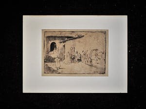 Niet of onleesbaar gesigneerd - Zeer oude Ets "Figuren op een binnenplaats" Rembrandt kwaliteit kopen? Bied vanaf 1!