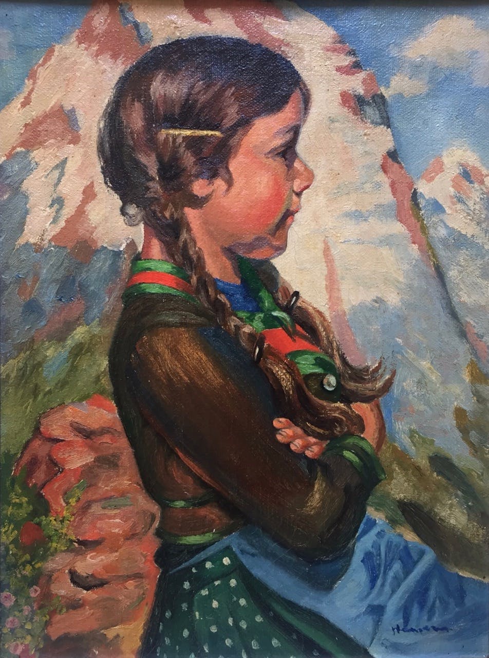 Jan Frederik Henstra - "Meisjesportret in Berglandschap" kopen? Bied vanaf 1!