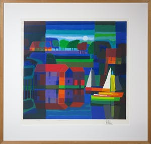Ton Schulten - Zeefdruk, Bootshuis - Ingelijst kopen? Bied vanaf 150!