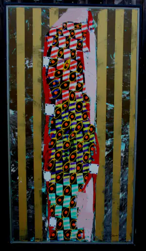 Willem van Scheijndel - Ingelijste acrylverf op doek: Knipoog naar klimt 2 -1993(groot werk!) kopen? Bied vanaf 1000!