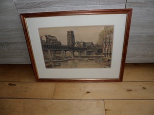 Marius Johannes Janssen - Ingekleurde Ets. West Nieuwland op het spoorwegviaduct. Rotterdam kopen? Bied vanaf 50!