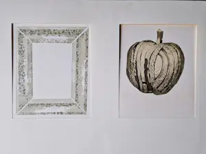 Kees Franse - Twee (2) eigen druk litho's "sierlijst" en "appel" beperkte oplage (50 en 72) kaufen? Bieten Sie von 37!