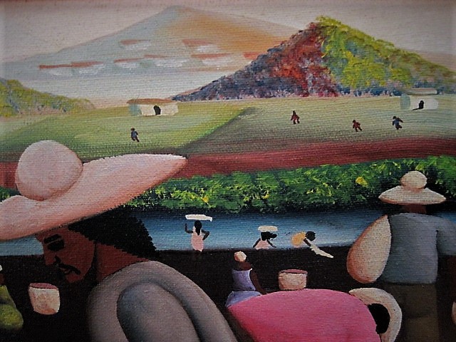 Niet of onleesbaar gesigneerd - Brazilie Naïeve Kunst "Boeren op het land bij de Iguaçu rivier" gesigneerd kopen? Bied vanaf 1!