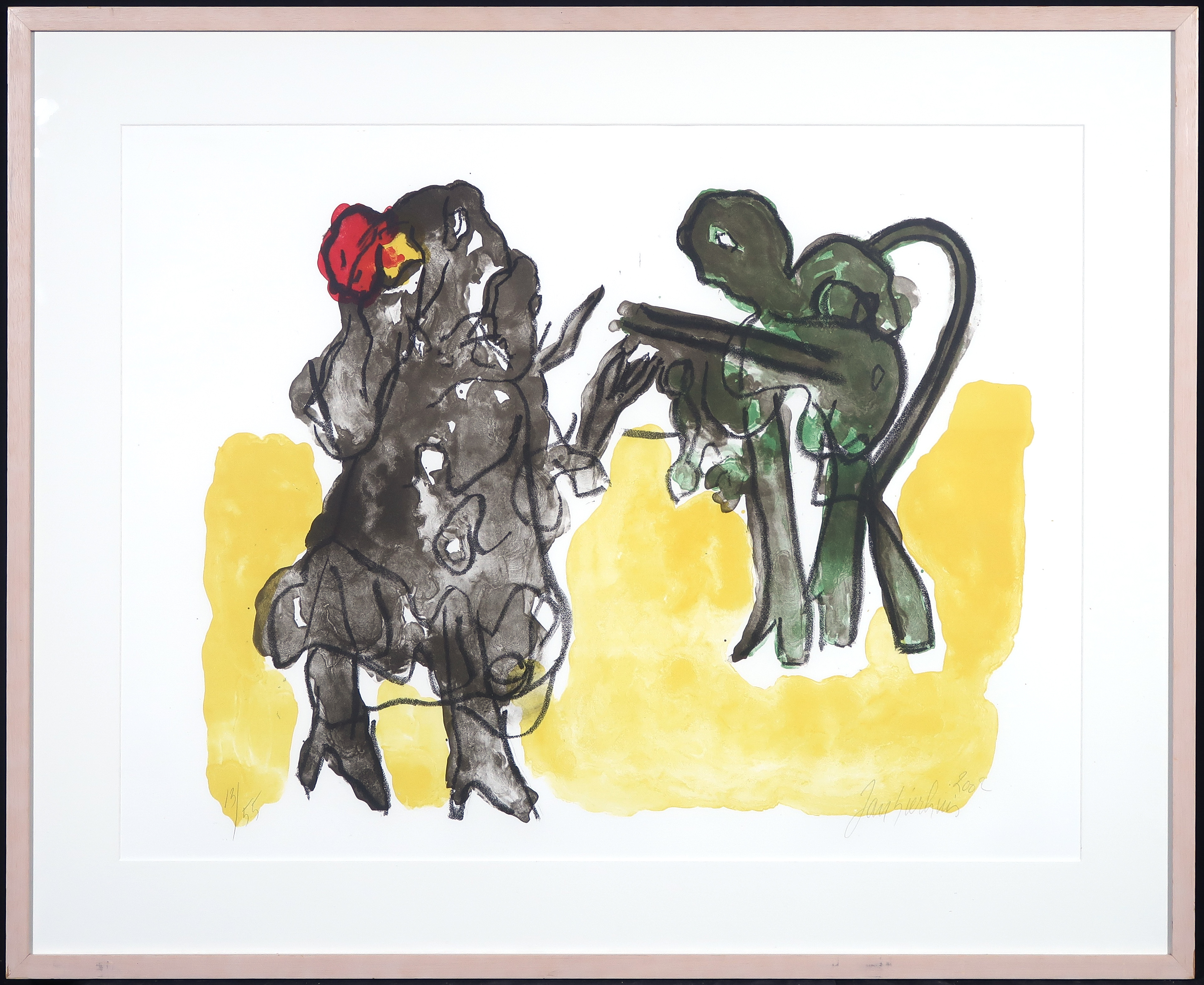 Jan Sierhuis - Litho, Flemenco - Ingelijst verkocht voor € 35!