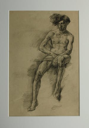 Johannes Hendricus Jurres - Tekening , Naakte man – gesigneerd & ingelijst – ca 1930 kopen? Bied vanaf 125!
