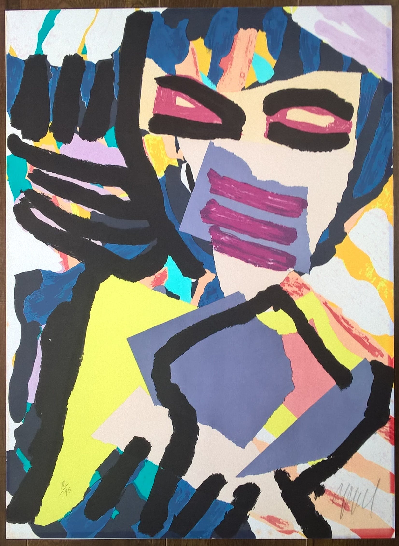 Karel Appel - Personage in blue - gesigneerde litho  kopen? Bied vanaf 395!