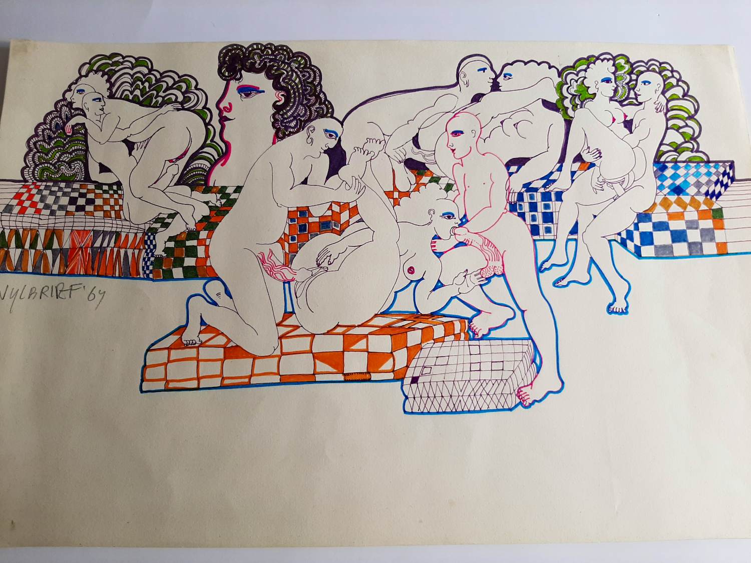 Ernst Vijlbrief - Stifttekening Expliciete erotische jaren 60 verkocht voor € 45!