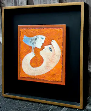 Sami Briss - Ingelijste olieverf op board: 'Conversation' kopen? Bied vanaf 1099!