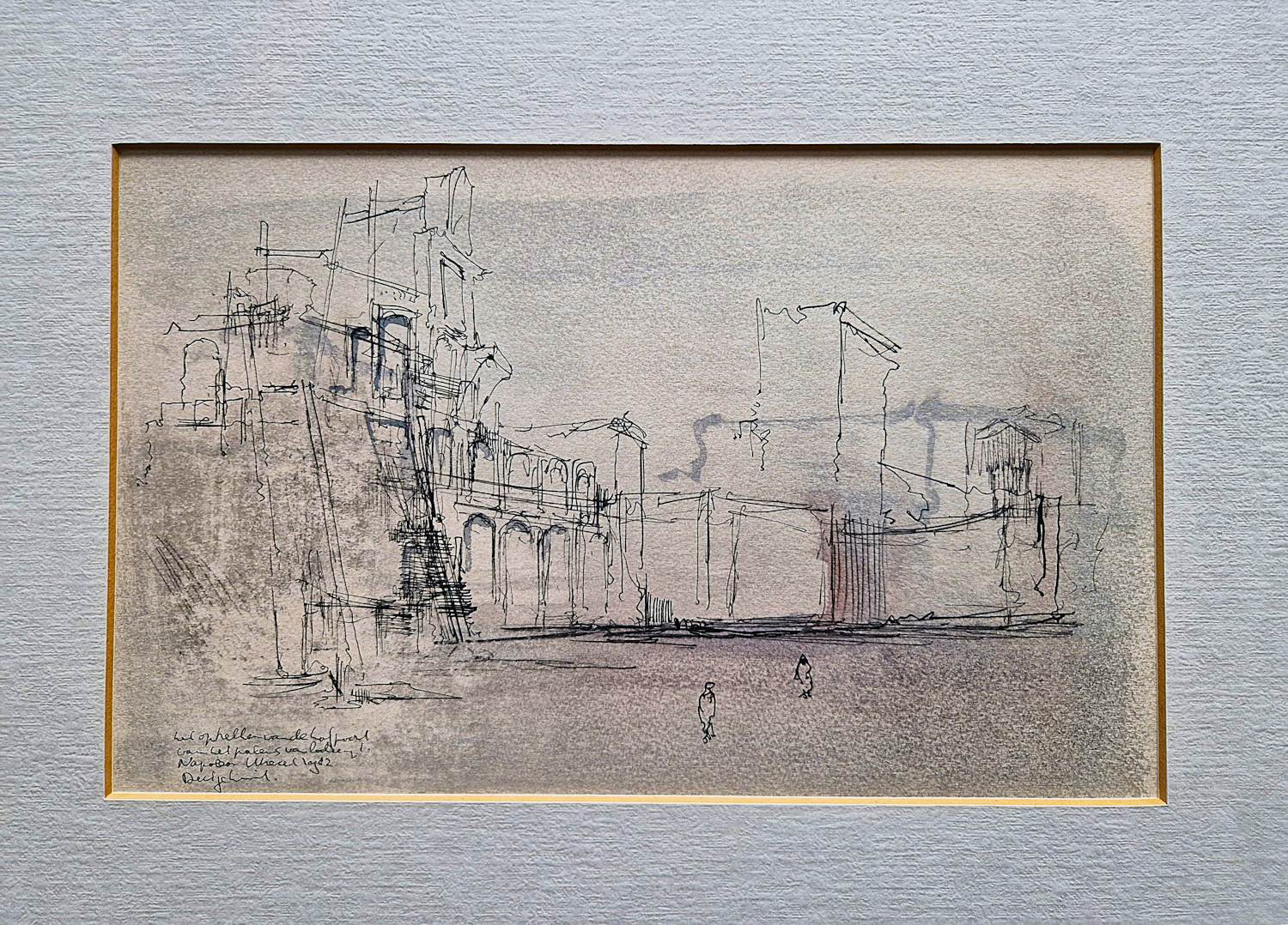 Dirkje Kuik - 1982 - gewassen inkt /aquarel tekening "paleis Lodewijk Napoleon Utrecht" gesign kopen? Bied vanaf 82!