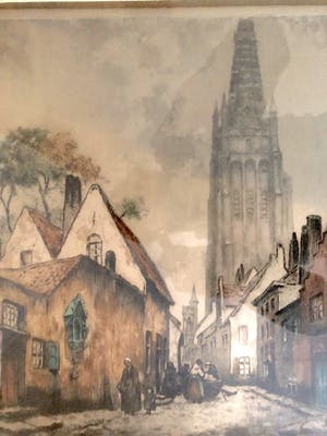 Alfred van Neste - Onze-Lieve-Vrouwekerk te Brugge - Ets / aquatint, Ingelijst kopen? Bied vanaf 55!