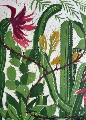 Jeanne Bieruma Oosting - handgesigneerde litho | 'Exotische tuin' (KEURIG INGELIJST) kopen? Bied vanaf 1!