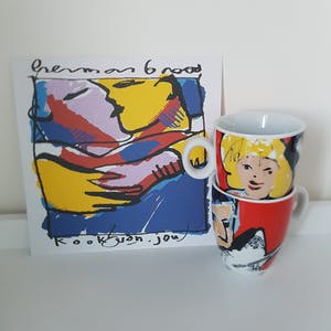 Herman Brood - Kunstdruk "Kook van Jou" samen met 2 koffiekopjes. kopen? Bied vanaf 15!