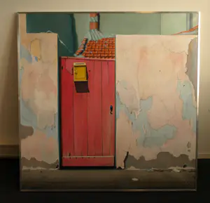 Kees Gerritse - Olieverf op doek , ingelijst , Roze deur – 129 x 129 cm. - 1989 kopen? Bied vanaf 400!