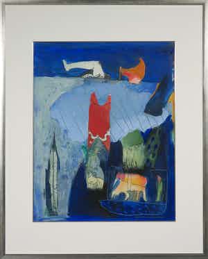 Michel van Overbeeke - Gouache, Zonder titel - Ingelijst verkocht voor € 1!