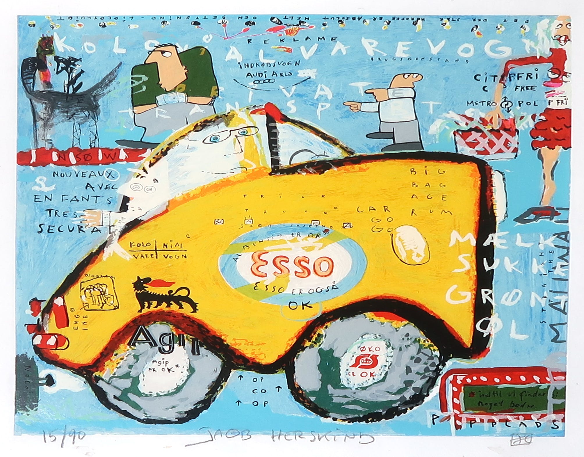 Jacob Herskind - Zeefdruk op geschept papier, Esso - Ingelijst (groot) kopen? Bied vanaf 60!