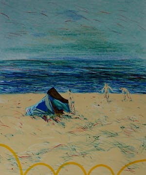 Marian Plug - Litho: tentje op het strand kopen? Bied vanaf 10!