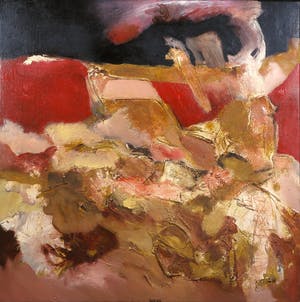 Frans Nicolai - Gemengde techniek op doek, Rood en zwart - Ingelijst kopen? Bied vanaf 100!